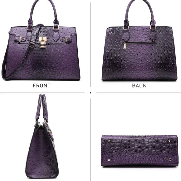 Women Handbags Faux Leather Large Tote With Matching Clutch for Work & Travel - Picture 3 of 6